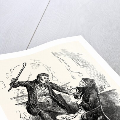 Charles Dickens Sketches by Boz Leave that 'Ere Bell Alone You Wretched Loo-Nattic ! Said the Boots Suddenly Forcing the Unfortunate Trott Back Into His Chair. And Brandishing the Stick Aloft. by Anonymous