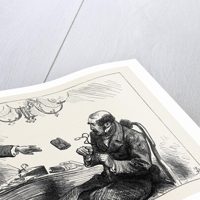 The Usurer However Chucked Him Scornfully an Old Pocket-Book with a Ten-Pound Note Inside Saying. 'There 's Your Own Money Back Again with Interest Magpie!' 1880 by Anonymous