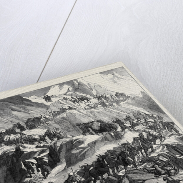 The Yarkund Mission: Mules and Baggage-Train Going Over the Grim (Sanjoo) Pass 1874 by Anonymous