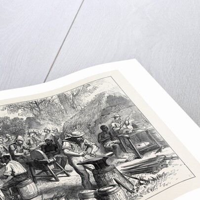 The Ashantee War: Sharpening Cutlasses in the Camp at Prah-Su 1874 by Anonymous