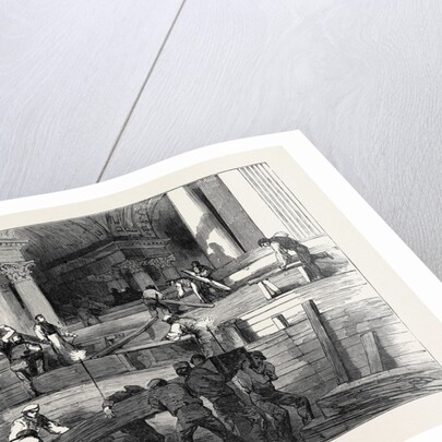 Preparation in St. Paul's Cathedral, for the Funeral of the Duke: Side Aisle, by Gaslight, 1852 by Anonymous