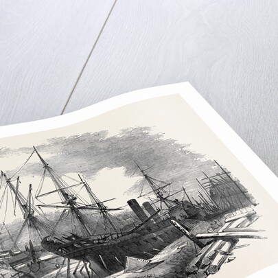 The Indus Steamship Partly Destroyed by Fire, in Messrs. Wigram's Dry Dock, Blackwall, 1852 by Anonymous