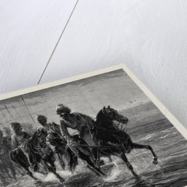 The Afghan War: A Raid against the Momunds. The 11th Bengal Lancers Crossing the Kunar River 1879 by Anonymous