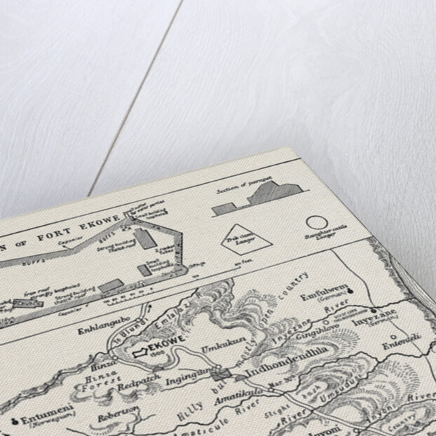 Map of Lord Chelmsford's Route to the Relief of Ekowe and Plan of the Fort 1879 by Anonymous