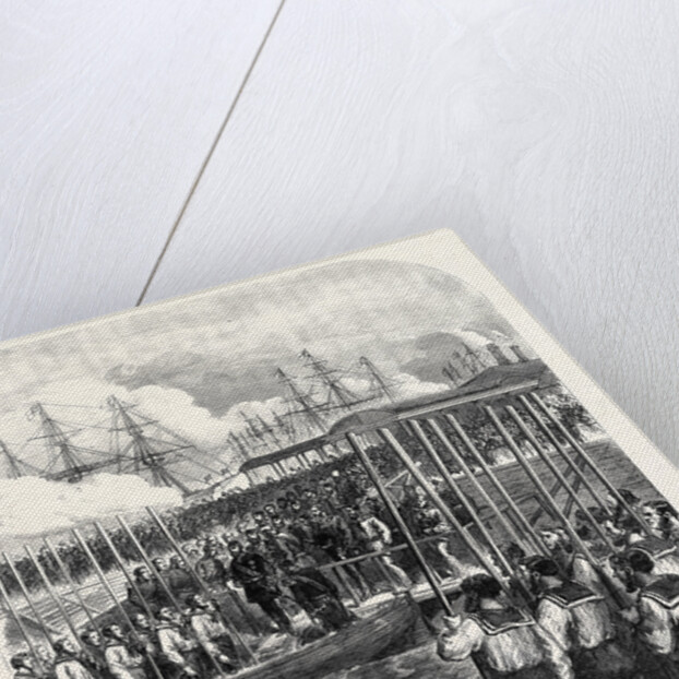 Embarkation of the Sultan at Clarence Yard Portsmouth for the Naval Review UK 1867 by Anonymous