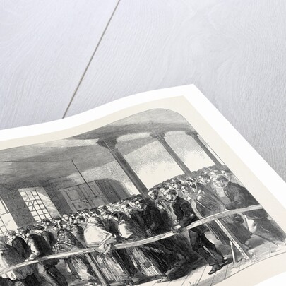 The Cotton Famine: Distributing Tickets for Bread Soup Meat Meal Coal Etc. At the Office of a District Provident Society Manchester 1862 by Anonymous