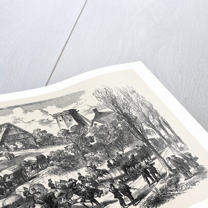 The Austro-Prussian War: Provender Waggons of the Prussian Army Passing the Saxon Frontier 1866 by Anonymous