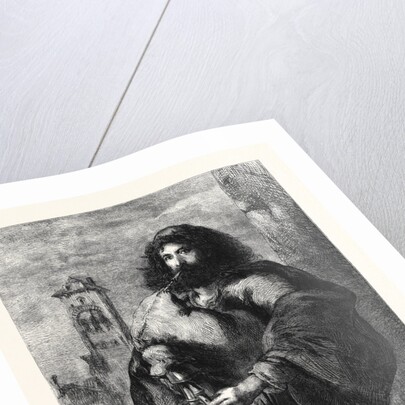 A Roman Bagpiper, in the Exhibition of the Water Colour Society 1861 by Anonymous