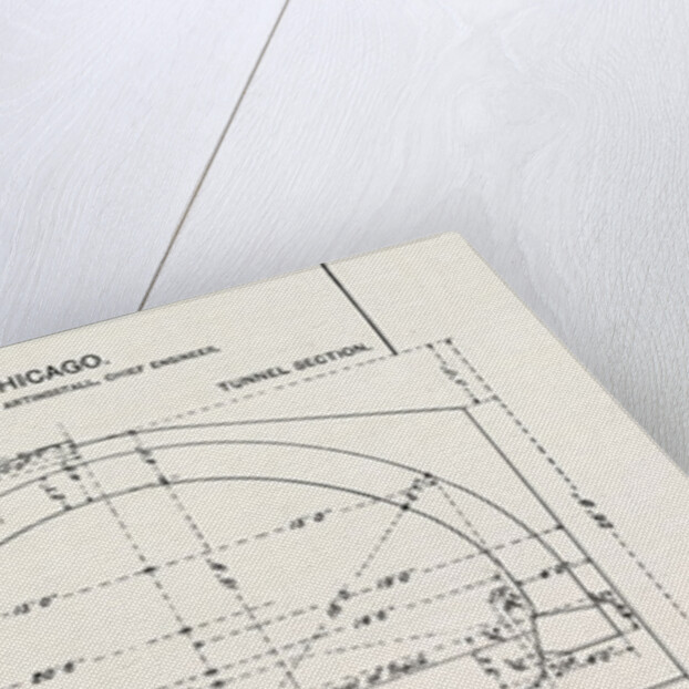 Cable Railway Tunnel Under River Near Van Buren Street, Chicago, 1890: Elevation of Tunnel Portal, and Section Showing Dimensions by Anonymous