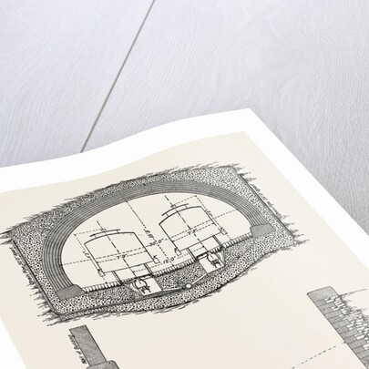 Cable Railway Tunnel Under River Near Van Buren Street, Chicago, 1890: Ordinary Section, and Section of Open Approach by Anonymous