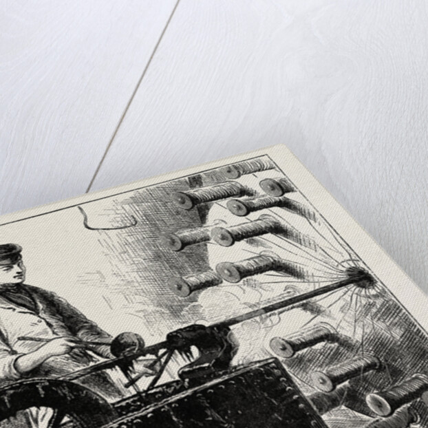 Manufacturing an Electric Telegraph Cable: Covering the Cable with Jute and Tar, 1873 by Anonymous