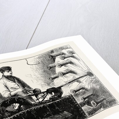 Manufacturing an Electric Telegraph Cable: Covering the Cable with Jute and Tar, 1873 by Anonymous