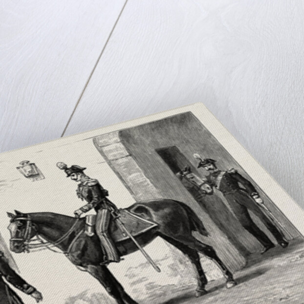 The Queen at Florence, Italy, Guard of Royal Carabineers at the Gate of the Villa Palmier, Her Majesty's Residence by Anonymous