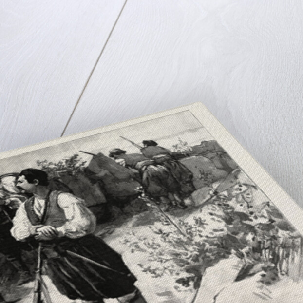 The Troubles in Crete, Insurgents in a Mountain Fastness on the Look Out for the Turkish Troops, Greece by Anonymous