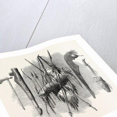 Indian Weapons; Spear, Axe, Bow and Arrow by Anonymous