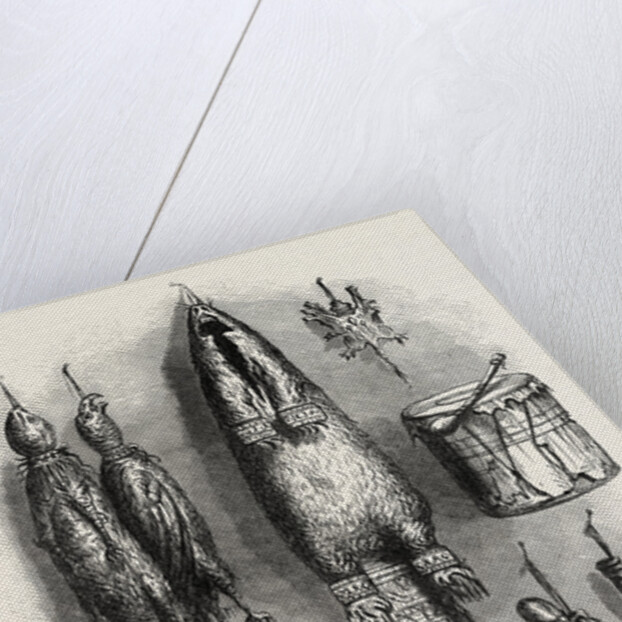 Indian Medicine Bag, Mystery Whistle, Rattles, and Drum by Anonymous