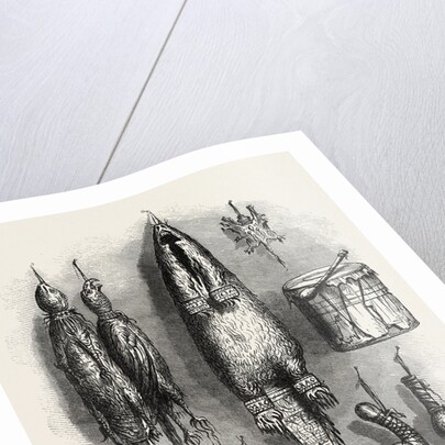 Indian Medicine Bag, Mystery Whistle, Rattles, and Drum by Anonymous