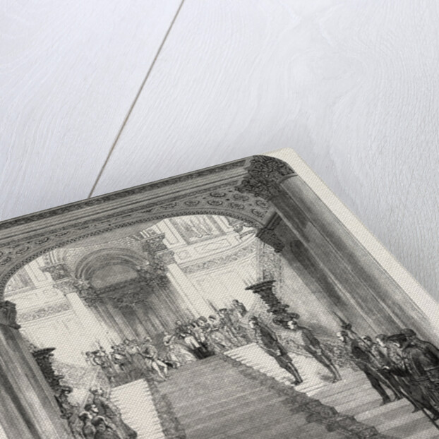 Her Majesty Descending the Grand Staircase at Buckingham Palace, London by Anonymous