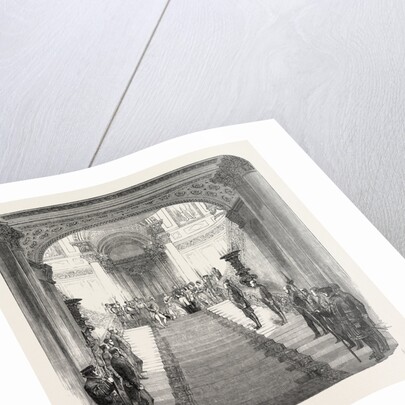 Her Majesty Descending the Grand Staircase at Buckingham Palace, London by Anonymous