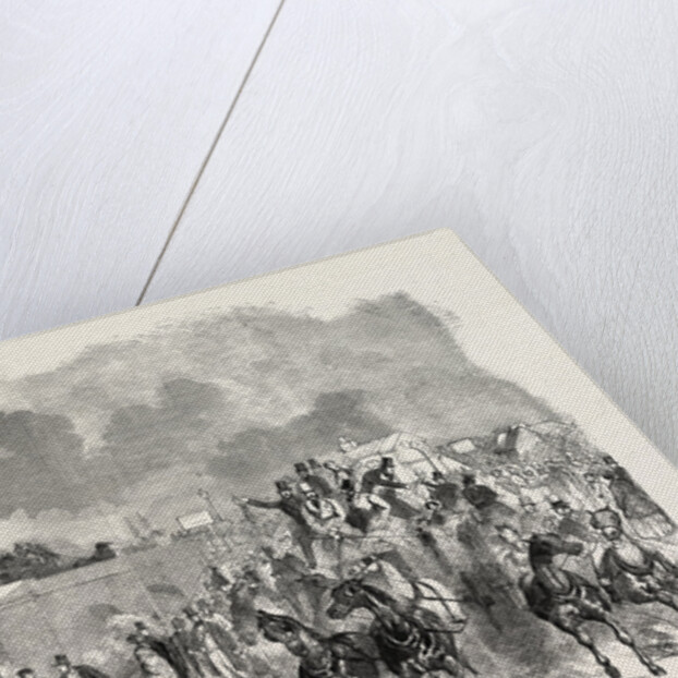 Ascot Races, 1851, Sketch on the Road, Staines Bridge, UK, Horse Racing, Equestrian by Anonymous