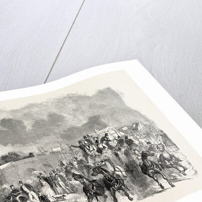 Ascot Races, 1851, Sketch on the Road, Staines Bridge, UK, Horse Racing, Equestrian by Anonymous