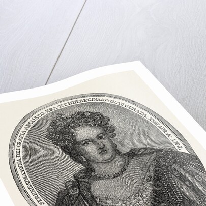 Portrait of Queen Anne Composed Entirely of Minute Writing by Anonymous