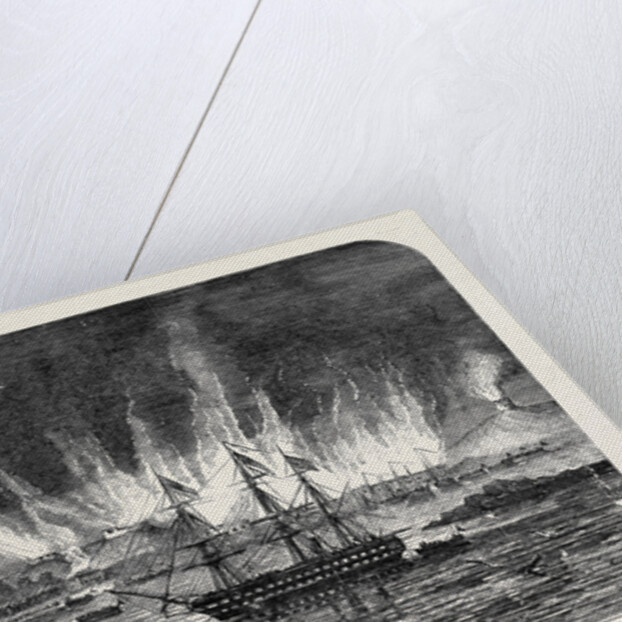 Destruction of Russian Barracks and Magazine, at Hango by Anonymous