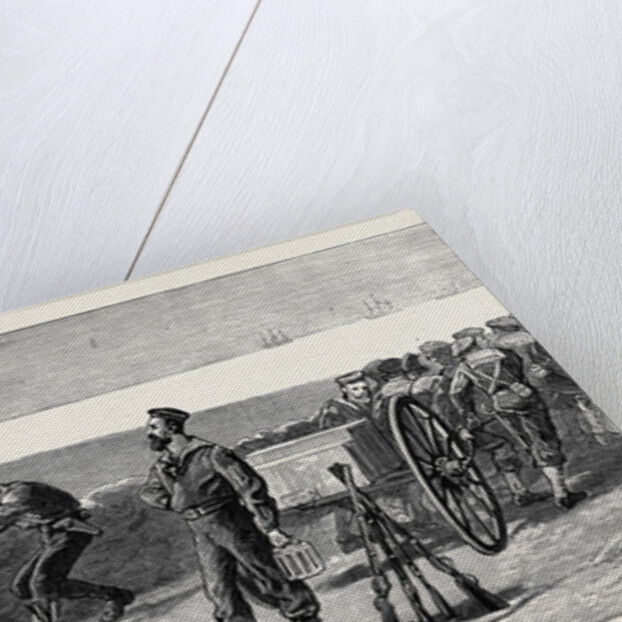 Placing a Gatling Gun in Fort Royal, Port Said, to Command the Approach from the Arab Town by Anonymous