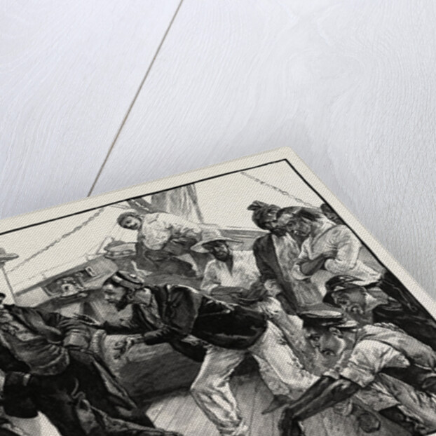 While He Addressed the Boatmen the Others Stood Doggedly Looking on by Anonymous