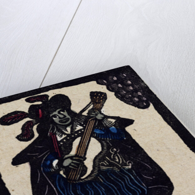 Illustration of English Tales Folk Tales and Ballads. A Man Dressed in Blue Playing a Guitar by Anonymous