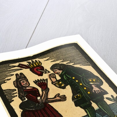 Illustration of English Tales Folk Tales and Ballads. A Woman and a Man with above Them a Burning Heart Pierced by an Arrow by Anonymous