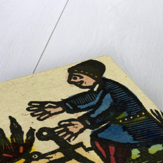 Illustration of English Tales Folk Tales and Ballads. A Man Warming His Hands at a Fire by Anonymous