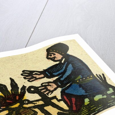 Illustration of English Tales Folk Tales and Ballads. A Man Warming His Hands at a Fire by Anonymous