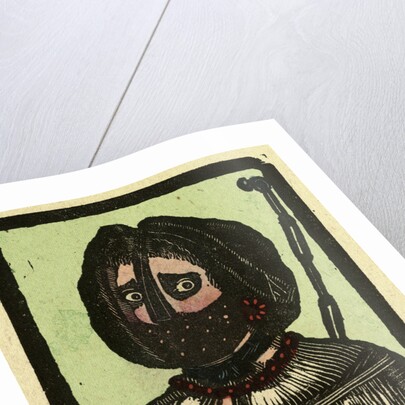 Illustration of English Tales Folk Tales and Ballads. A Frightened Woman Wearing a Mask by Anonymous