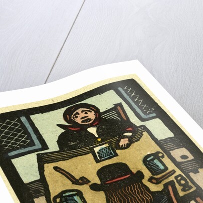 Illustration of English Tales Folk Tales and Ballads. Two People Sitting at a Table. Two Pipes and Two Mugs by Anonymous