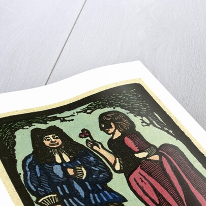 Illustration of English Tales Folk Tales and Ballads. A Woman Giving a Flower to a Man by Anonymous