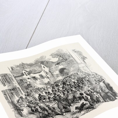 The 5th (French) Regiment of the Line Passing Through the Porte Des Dunes on Their Way to the Camp of Boulogne 1854 by Anonymous