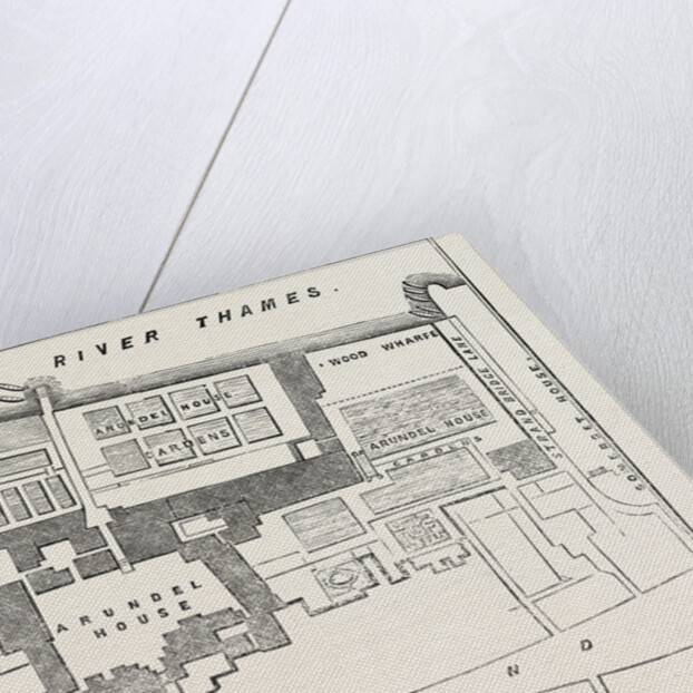 Fire in the Strand Site of Arundel House: Ground-Plot of Arundel Rouse and Gardens. (the Dark Line Encloses the Premises.) London UK 1854 by Anonymous