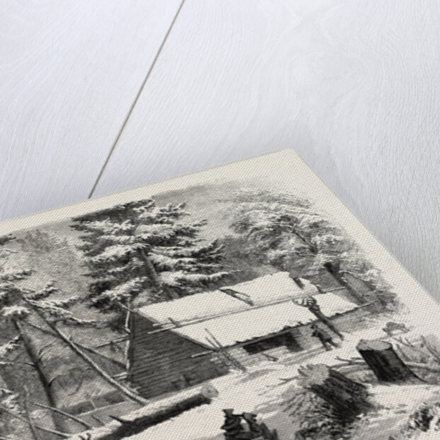 Lumbering in New Brunswick, Lumberman's Camp House, 1858 by Anonymous