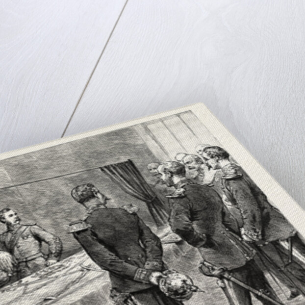 The Emperor of Germany Inspecting the New English War Game Invented by Dr. Griffith at the Kriegsakadamie Berlin Germany by Anonymous