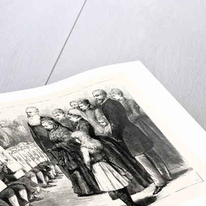 The Queen and the Bluecoat Boys: Her Majesty Inspecting the Christ's Hospital Boys' Drawings in the Picture Gallery Buckingham Palace London UK by Anonymous