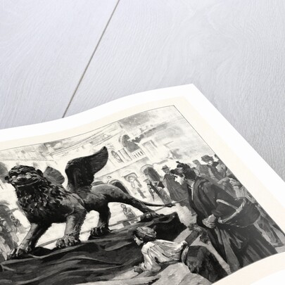 The Winged Lion of St. Mark Lying in the Piazzetta San Marco Venice Italy after Being Taken Down for Repairs by Anonymous