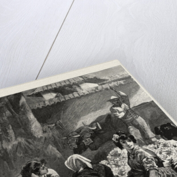 In the Sunny South Packing Oranges in the Marketplace at Seville Spain by Anonymous