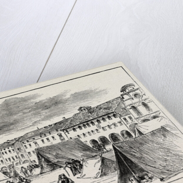 The Earthquake in Italy: Belluno, the Piazza Campitelli: The Inhabitants Taking Refuge in Tents by Anonymous