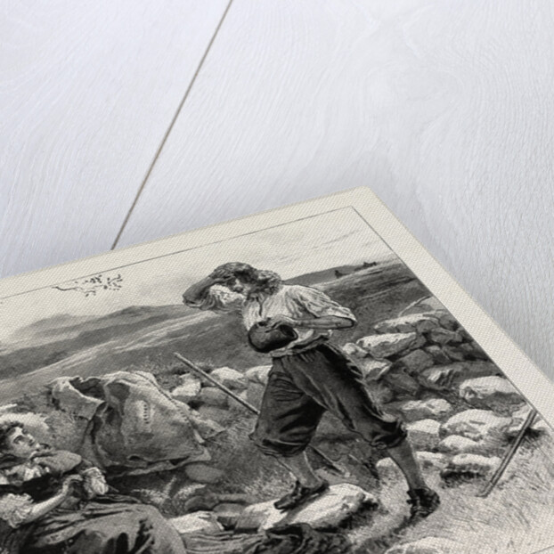 Urith: A Tale of Dartmoor, by S. Baring Gould; Urith Brought Out Her Knitting and Sat on a Stone by Him, As He Worked. by Anonymous