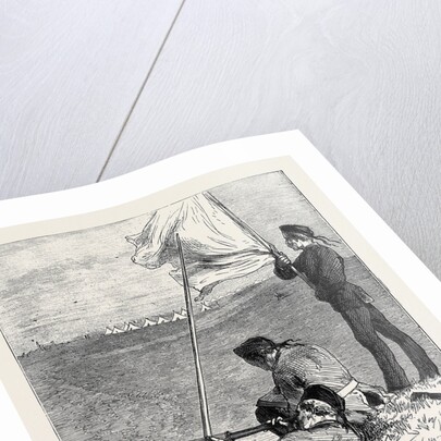 Sketches at the Autumn Manoeuvres: Party Practising for Signalling from Outpost to Field Telegraph by Anonymous