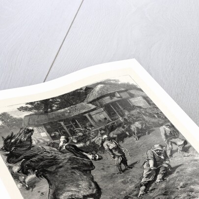 The Mustangs at Littleton Park Farm, Near Shepperton, Lassoing a Colt by Anonymous