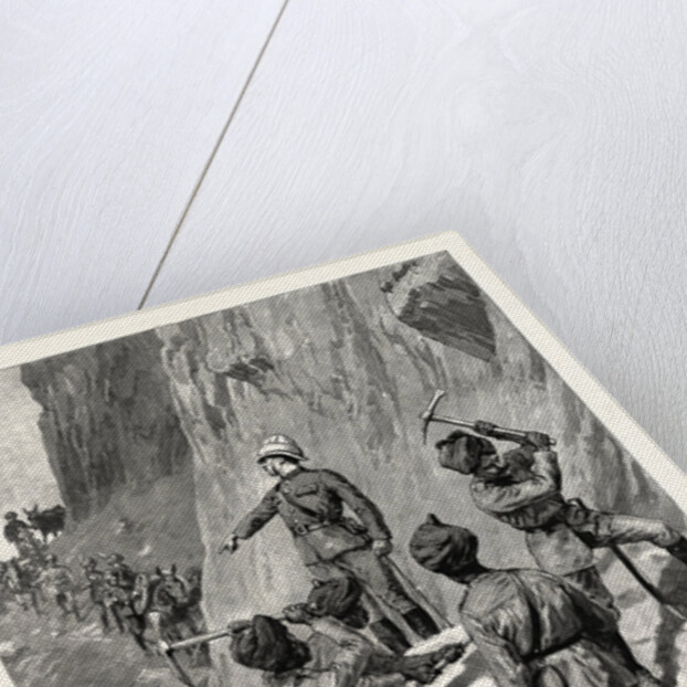 The Fighting Near Gilgit on the North-Western Frontier of India: The Force on Its Way to the Front, the Mountain Battery Marching to Take Up Its Position on the Hillside above Gakuch by Anonymous