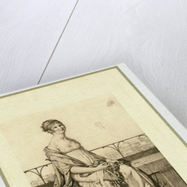 Full-Length Portrait of Adélaide Montgolfier, Seated on a Wall with Balloons in the Background. by Anonymous