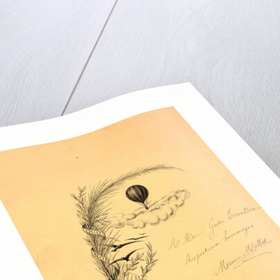 Stationery Illustrated with a Stalk of Wheat Wrapped in a Banner Marked Quo Non Ascendamus 1879 and a Balloon Flying above Clouds and Birds, 1879 by Anonymous